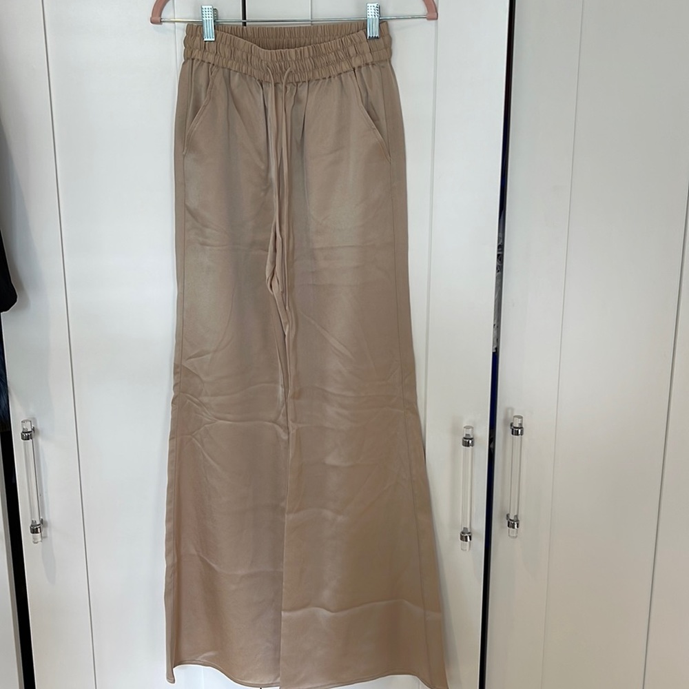 H&M champagne silk like wide leg pants. Size 2.